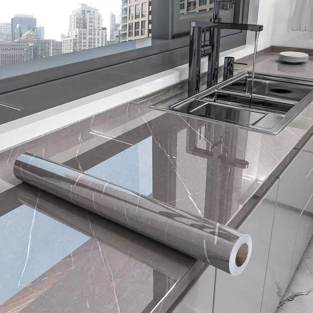 40cm kitchen waterproof and oil resistant PVC self-adhesive marble wall sticker easy to clean home decoration wall sticker